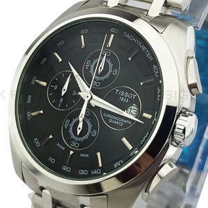 Tissot Couturier Tachymeter 1853 Premium Chronograph Luxury Black Dial Watch Quartz Movement Swiss made Steel bracelet Switzerland Made