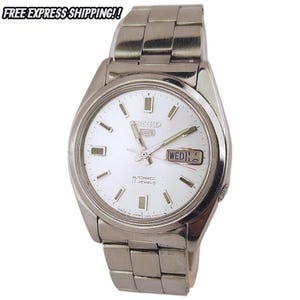 Original Vintage Seiko 5, Automatic Watch 7009 Movement, Silver Dial Men&#39;s Wristwatch, Classic Japan-Made Timepiece, Rare Collectible, 21j