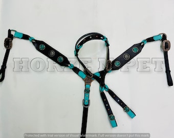 Western Tack Set cheval – Turquoise avec motif gladiateur