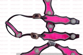 Set Testiera Western Aledo Saddlery In Pelle Marrone Con Stampa Rossa E Conchiglie – Bling