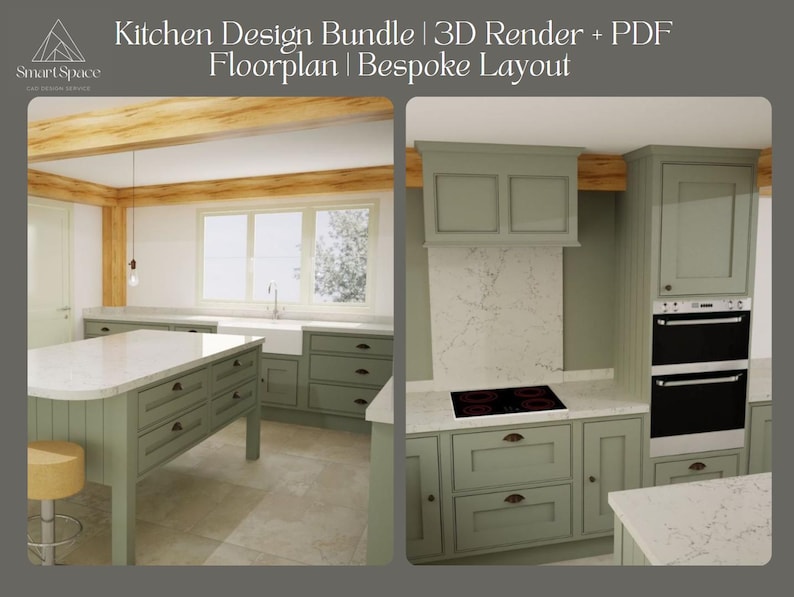 Kitchen Design Bundle | 3D Render + PDF Floorplan | Bespoke Layout - Etsy