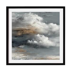 ABSTRACT No. 7. An abstract textured cloudscape canvas painting. The artwork features a blend of gray, white, and brown hues, creating a textured effect. A great compliment to any room featuring boho, japandi, wabi sabi or mid century modern styles. More timeless wall art available at gallerymwandf.etsy.com
