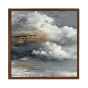 ABSTRACT No. 7. An abstract textured cloudscape canvas painting. The artwork features a blend of gray, white, and brown hues, creating a textured effect. A great compliment to any room featuring boho, japandi, wabi sabi or mid century modern styles. More timeless wall art available at gallerymwandf.etsy.com