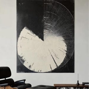 Arte de pared moderno abstracto Wabi-Sabi original pintado al óleo, decoración de pared en blanco y negro, arte de pared texturizado, arte relajante para sala de estar