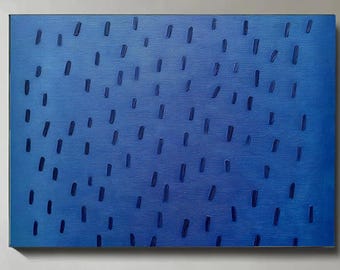 Blue Minimalist Wall Art Wabisabi 3D Plaster Painting Modern Texture Wall Art Blue Minimalist Painting Large Blue Texture Painting