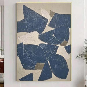 Blue Beige wall painting blue texture painting wabi sabi wall art Neutral Blue painting beige wall art blue painting blue abstract wall art