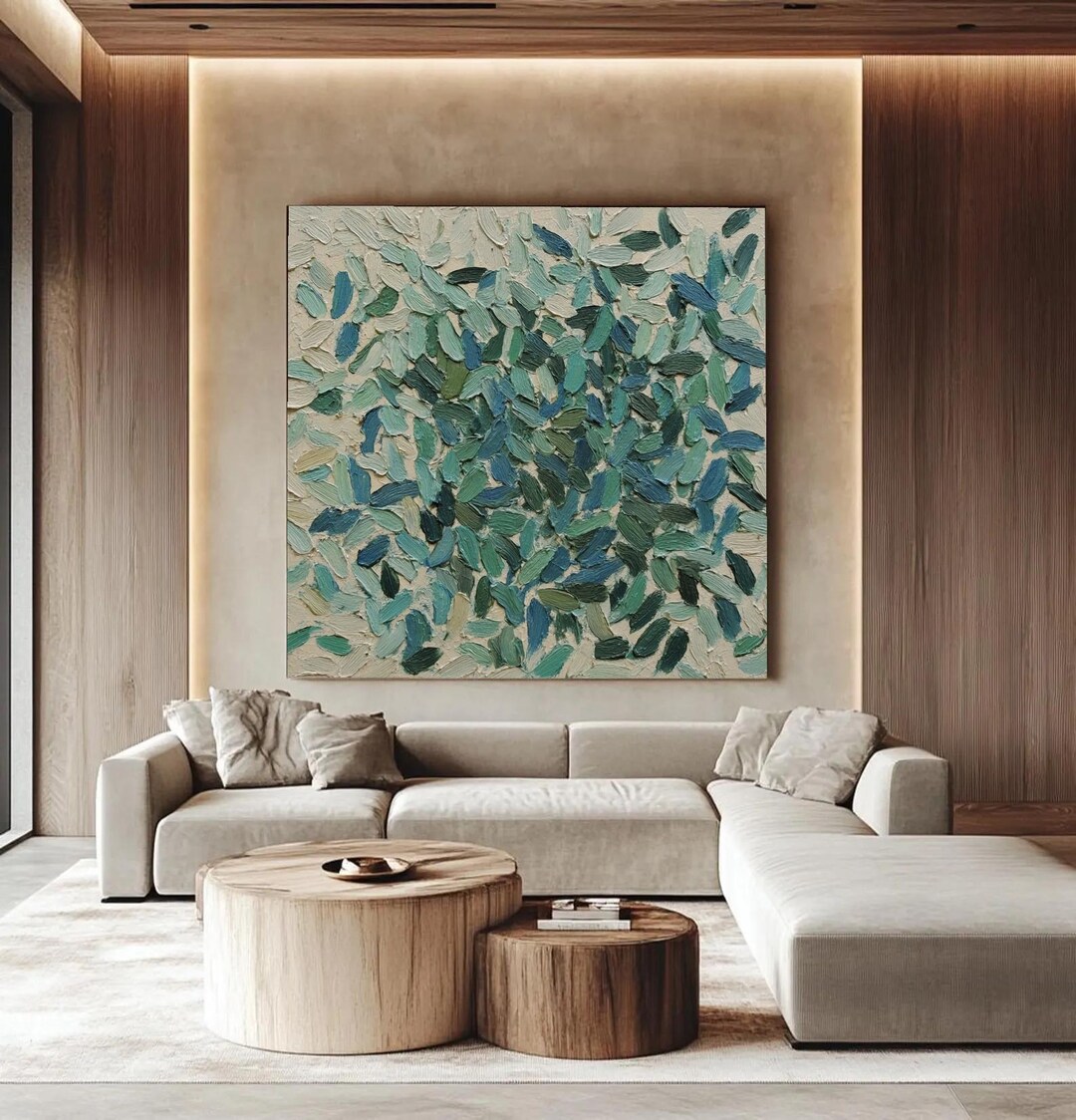 Green Abstract 3D Original Oil Painted Modern Wall Art Sage Green ...