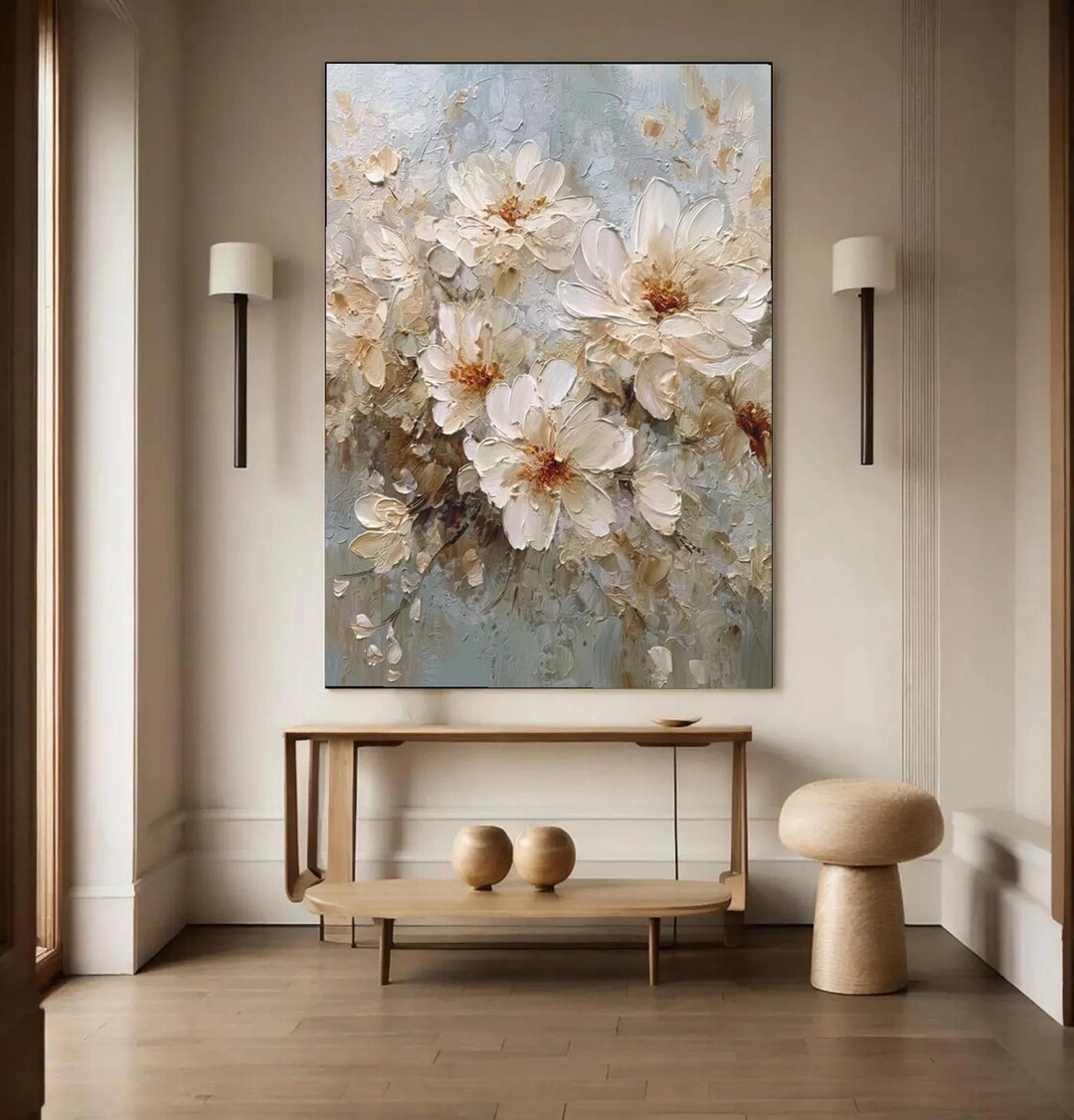 3D Flower Textured Wall Art Abstract Floral Painting on Canvas ...