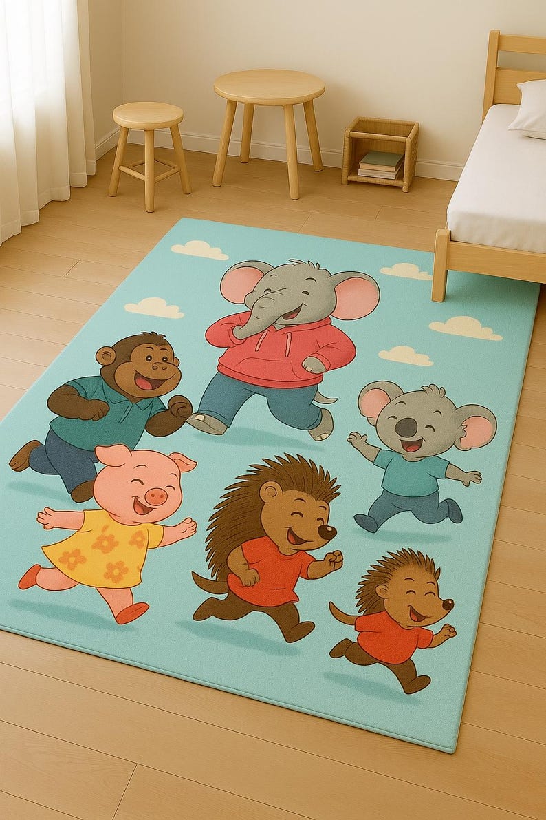 Qr Code Rug Montessori Story Rug With QR Code – Interactive Play Mat for Kids ...