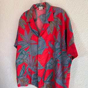 Vintage Men's Tropical Palm Leaf Shirt \\ Size XL // 100% cotton, made in the USA