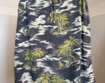 1990s Local Motion Tropical Print Skirt \\ Drawstring, knee length // Size M