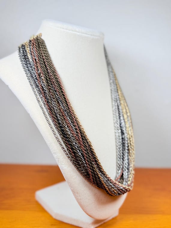 1990s Twisted Metal Chains Statement Necklace - image 6