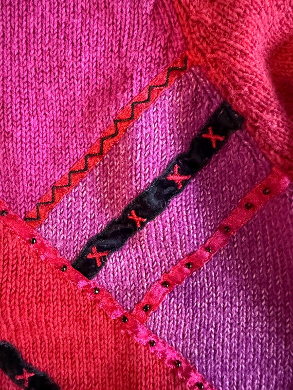 Vintage 1990s PATCHWORK Asymmetrical Cardigan  //… - image 8