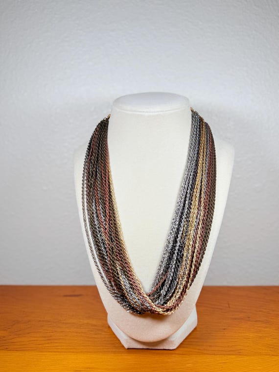 1990s Twisted Metal Chains Statement Necklace - image 4