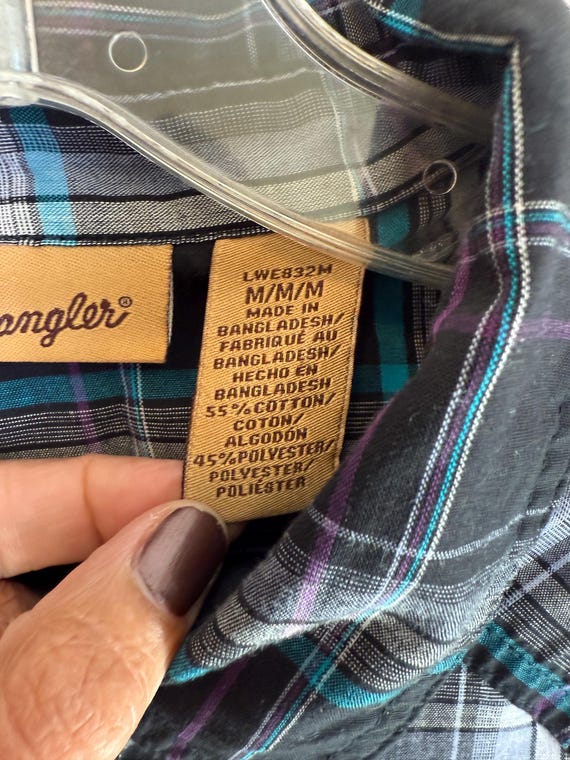 Boys WRANGLER Cowboy Shirt \\ Size M // Black pla… - image 6