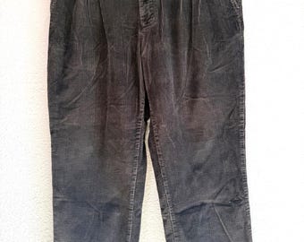 1990s Mens Thick CORDUROY PLEATED Pants \\ Size 38x30 // Dark Green