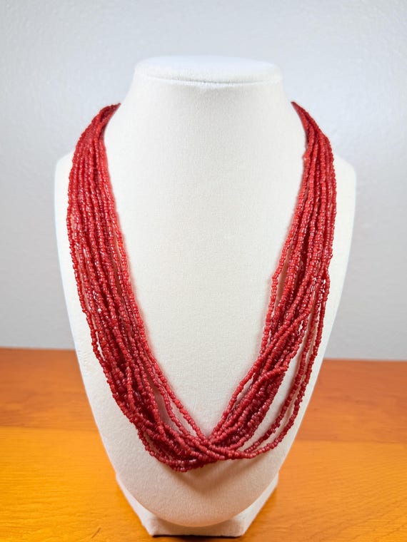 1990s Twisted Strand Beaded Statement Necklace - image 1