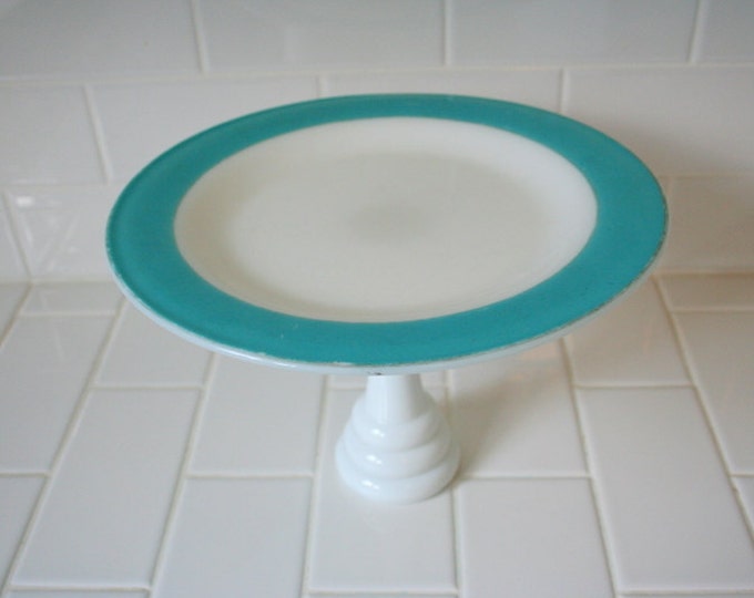 Vintage Milk Glass Cake Stand Etsy