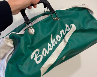 Vintage SCOVILL Baseball Sport Gym Bag \\ "Bashers" Team // Green & White