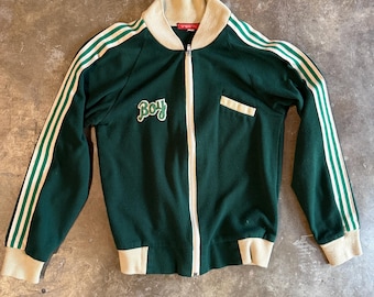 RARE 1970s Knit Sports Camp Jacket \\ Size Small // Green