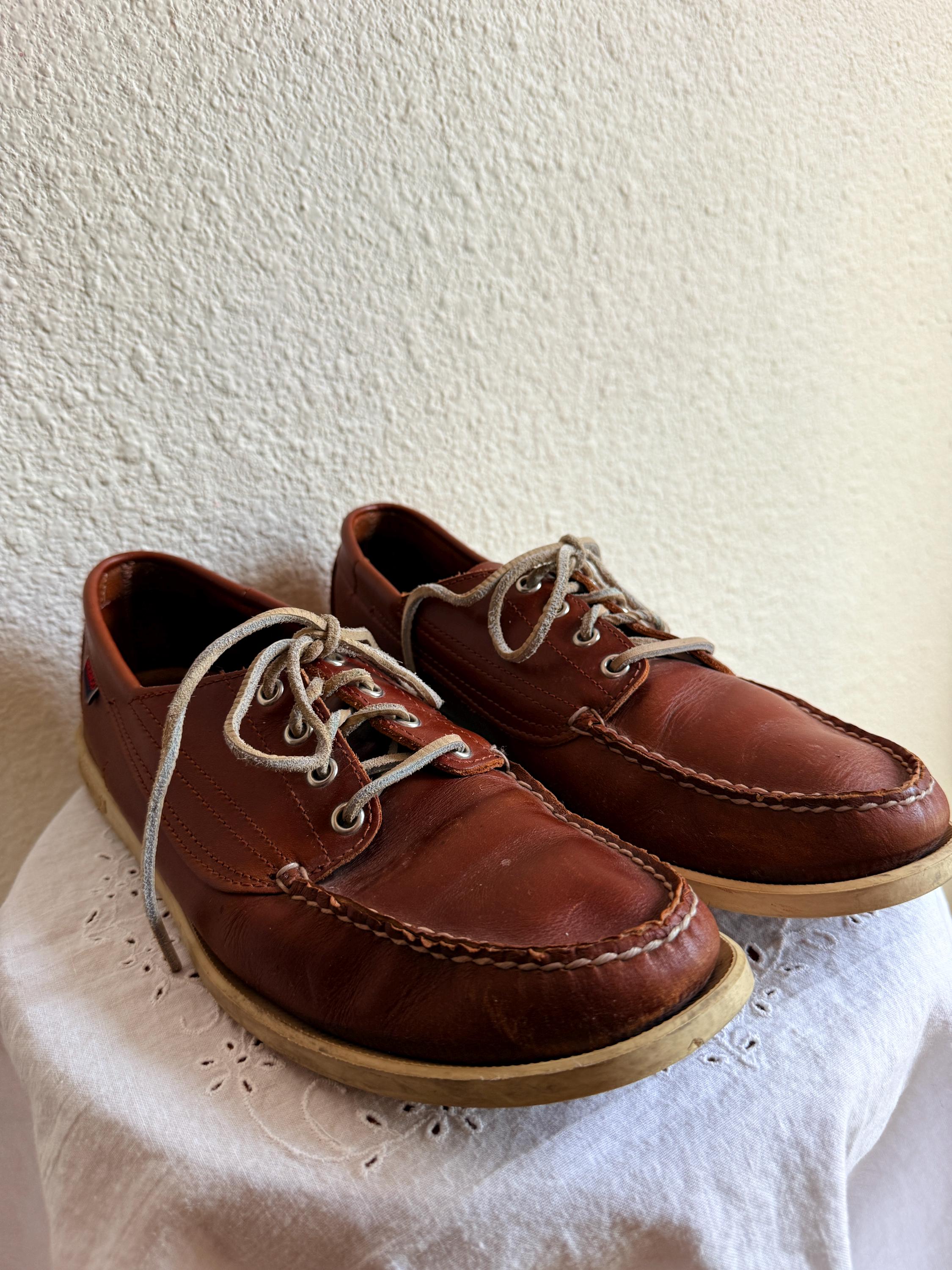 1990s Leather BOAT SHOES \ Size 11.5 // Sebago Campsiders