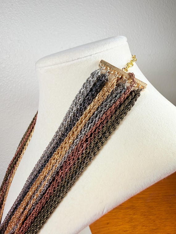 1990s Twisted Metal Chains Statement Necklace - image 5