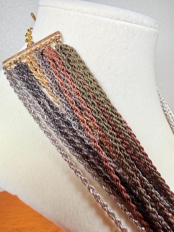 1990s Twisted Metal Chains Statement Necklace - image 1