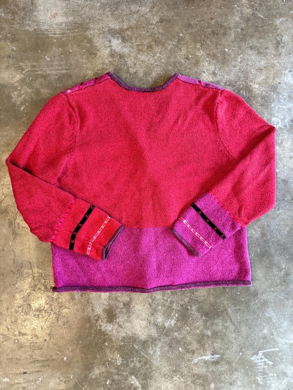 Vintage 1990s PATCHWORK Asymmetrical Cardigan  //… - image 7