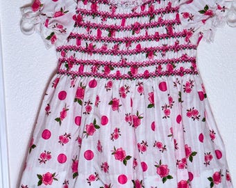 Vintage 3T Dress by Nanette: Apple Blossom print with ruching