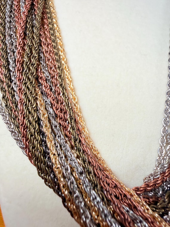 1990s Twisted Metal Chains Statement Necklace - image 2