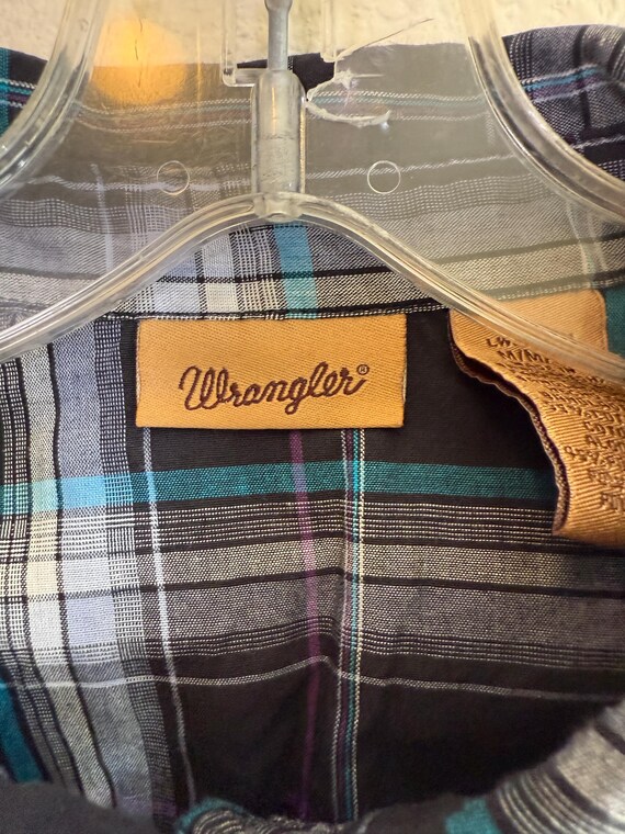 Boys WRANGLER Cowboy Shirt \\ Size M // Black pla… - image 5