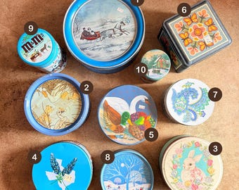 Vintage Metal Tins | 1970s 1980s 1990s | Various Patterns & Sizes