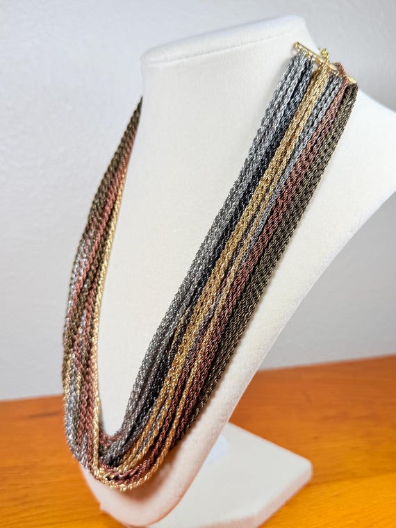1990s Twisted Metal Chains Statement Necklace - image 8