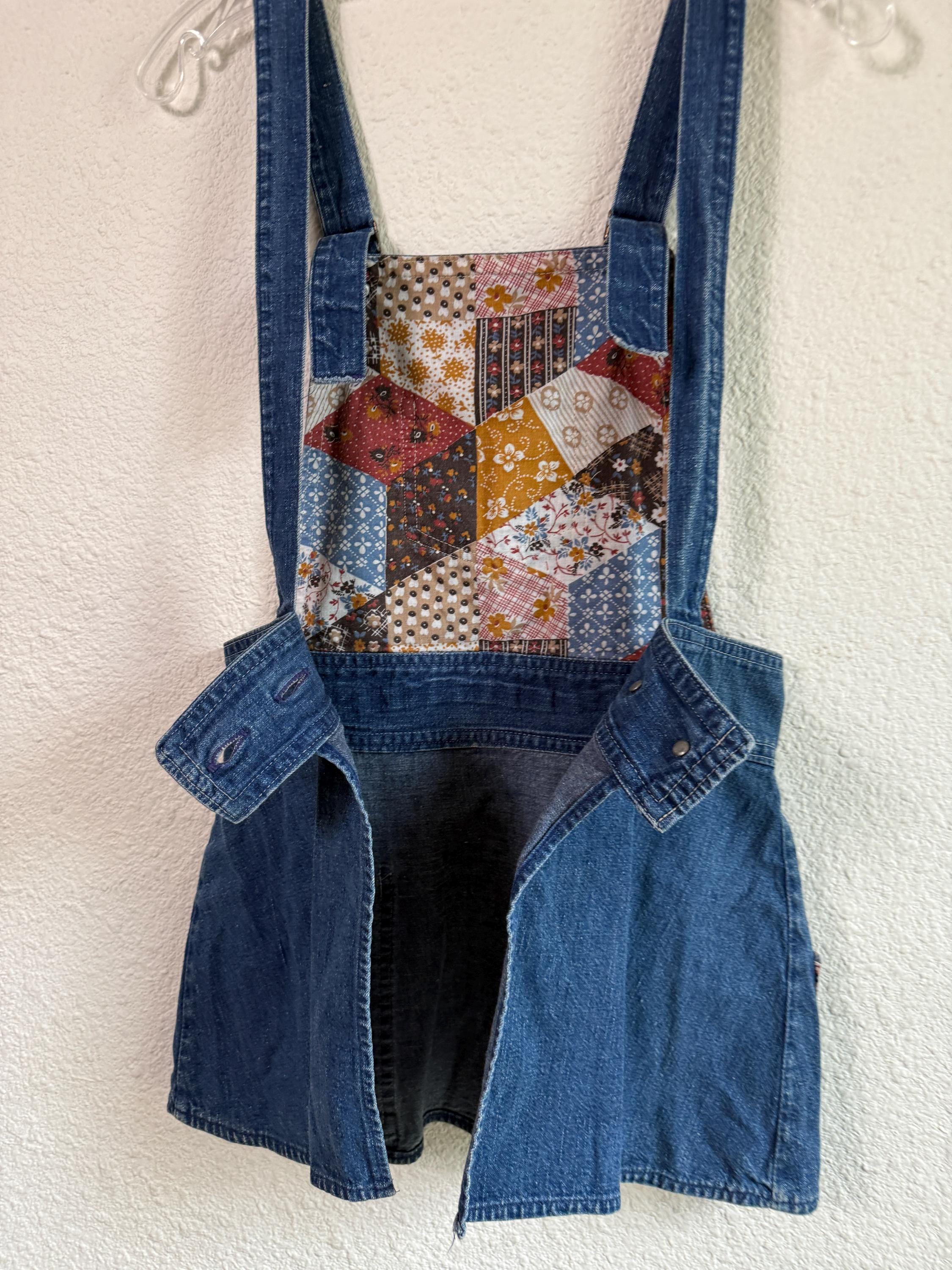 Patchwork 70s Jean Dress 70s Denim Dress