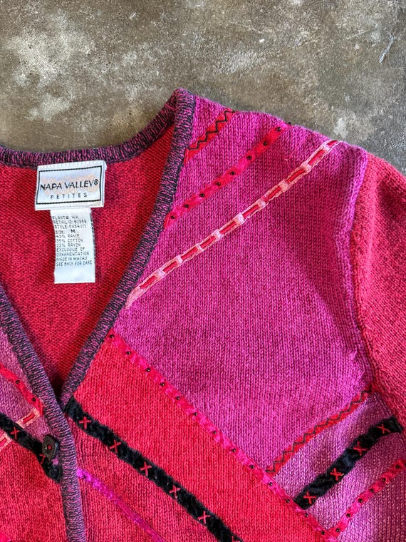 Vintage 1990s PATCHWORK Asymmetrical Cardigan  //… - image 6