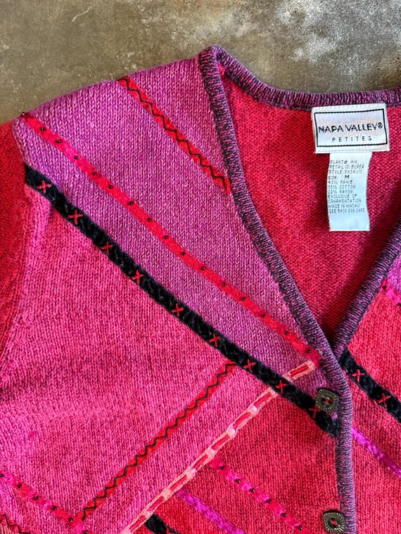 Vintage 1990s PATCHWORK Asymmetrical Cardigan  //… - image 5