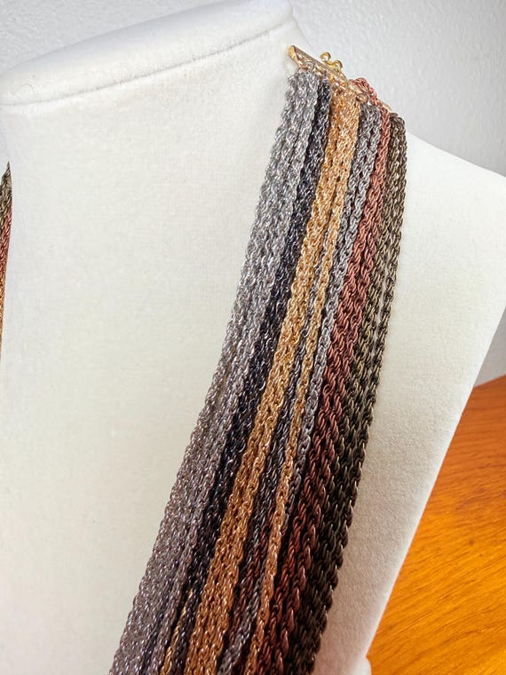 1990s Twisted Metal Chains Statement Necklace - image 3