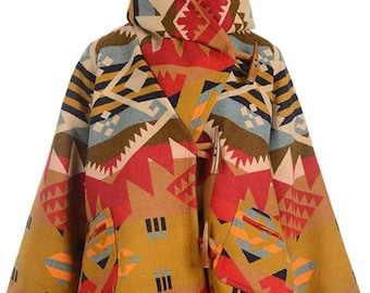 Women's Mustard Blend Hooded Cloak - Beth Dutton Yellowstone Coat