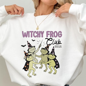 Witch Frog Club Sweatshirt, Funny Witch Frog Hoodie, The Wizard Frog Sweatshirt,Trendy Halloween Design Sweat