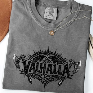 Valhalla Viking Shirt, Nordic Runes Gothic Tee, Norse Mythology Axe Emblem, Unisex Comfort Colors® T-Shirt, Warrior Gift
