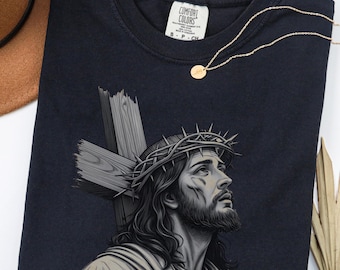 Comfort Colors®Jesus Christ Shirt, Crown of Thorns Cross Graphic Tee, Christian Faith Shirt, Religious Gift for Believers, Bible Verse Shirt