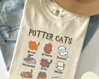 Comfort Colors® Potter Cat Shirt, Funny Cats Shirt, HP Lover Gift, Hp Fall Gift, HP Fall Shirt, Wizard Lover, Universal Studios Trip Shirt
