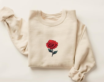 Rose Sweatshirt, rote Rose Hoodie, rote Rose Sweatshirt, Blumen Pullover, Rose Liebhaber Shirt, trendiges Shirt, bestes T-Shirt