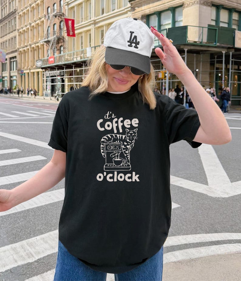 Funny Coffee Cat Shirt Cat Lover Graphic Tee image 4