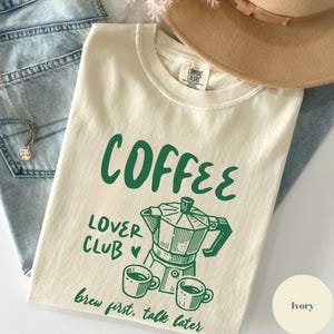 Coffee Lover Club T-Shirt, Brew First Talk Later, Vintage Moka Pot Shirt, Coffee Addict Gift, Comfort Colors® Tee