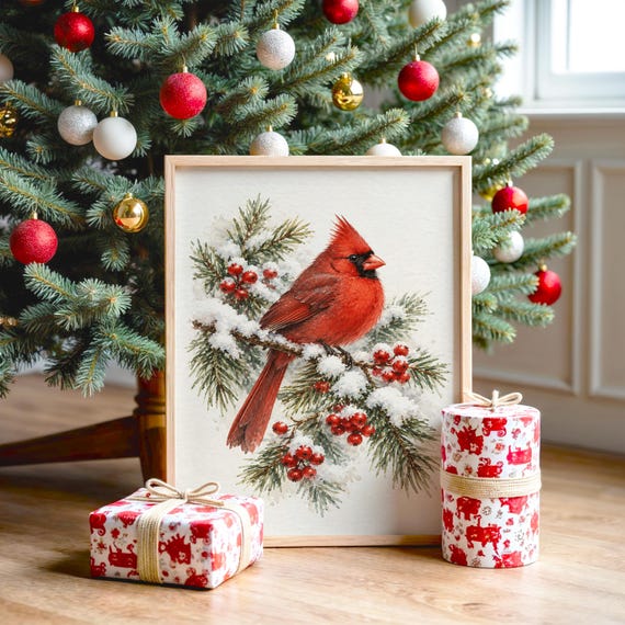 Red Cardinal Winter wall art print, view 2