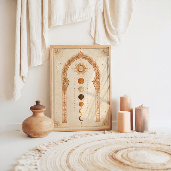 Boho Celestial Sun Phases wall art print, view 6