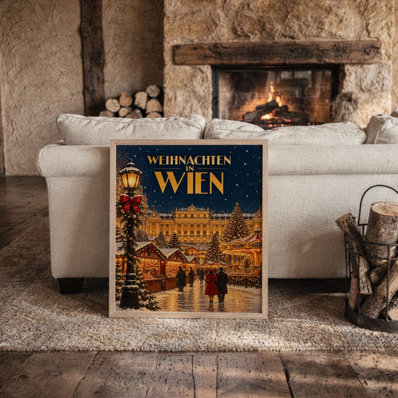 Vienna Christmas Market Wall Art, Vintage Austrian Holiday Poster, Weihnachten in Wien Art Print Bild 14