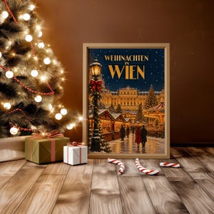 Vienna Christmas Market Wall Art, Vintage Austrian Holiday Poster, Weihnachten in Wien Art Print Bild 12