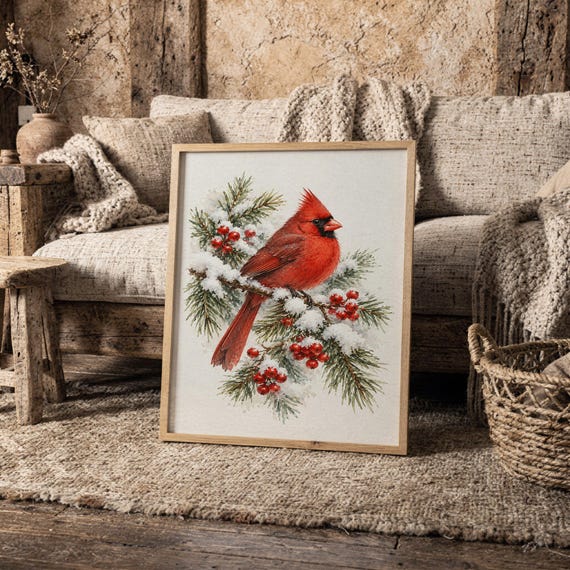 Red Cardinal Winter wall art print, view 10